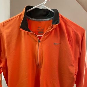 nike orange quarter zip workout top